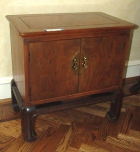 lot 371 image: Vintage Lane double door storage cabinet on base
