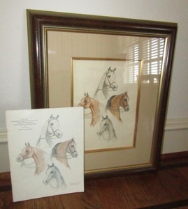 lot 388 image: Artist signed framed and matted International Arabian horse association art