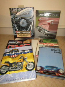 lot 427 image: Coffee table books including Harley Davidson, GMC, American cars, plus