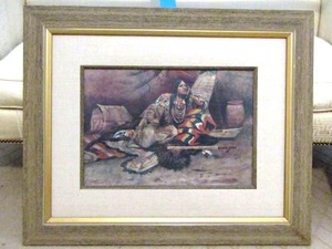 lot 431 image: CM Russell matted and framed print on canvas