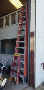 lot 8 image: 2 Heavy Duty Fiberglass A-Frame Ladder. Green Bull 12 and Werner 4 Tall (Bid is times the quantity of 2)