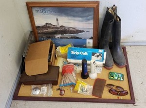 lot 26 image: Assorted Lot of Misc Items.  Vintage Sunglasses, Mud Boots, Flashlights & More