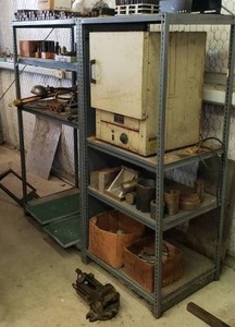 lot 50 image: Lot of 2 Metal Shelves.  Contents Not Included.