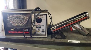 lot 130 image: Vintage Sears timing light and Sears engine analyzer