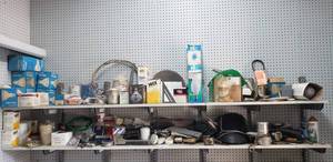 lot 137 image: Contents of two shelves including Assorted automotive supplies and tools as shown