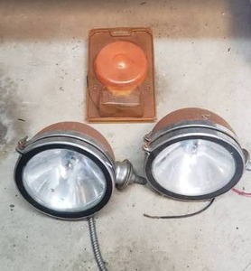 lot 154 image: Vintage head lamps and tail lamp in blister pack