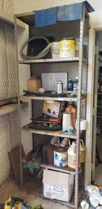 lot 163 image: Metal utility shelf plus contents as shown