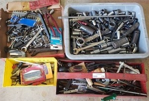 lot 170 image: Assorted hand tools as shown, including wrenches, screw drivers, etc.
