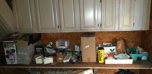 lot 268 image: Contents of Shelf.  Misc Horse Care Items, Gate Hardware, Electrical, Lawn Care & More.