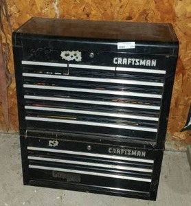 lot 271 image: Craftsman 2-Piece 12 Bank Tool Chest w Lots of Tools.  Buyer Takes All
