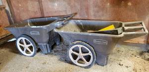 lot 300 image: Lot of 2 Rubbermaid Big Wheel Yard Carts