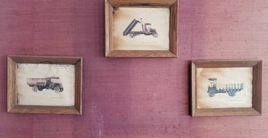 lot 317 image: Vintage antique truck prints framed with characteristic wear