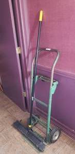 lot 319 image: Hand truck and push broom
