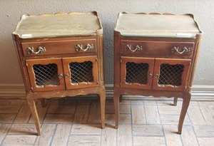lot 331 image: Mid century door drawer matching night stands (Bid is times the quantity of 2)
