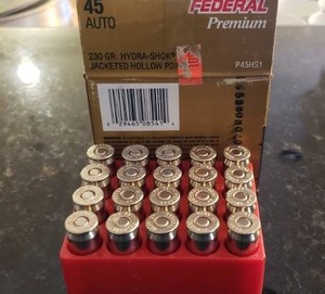 lot 349 image: Federal Premium .45 auto hydra-shok ammunition, 20 rounds