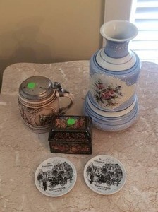 lot 448 image: European ceramics including made in USSR ring box, Made in Germany beer stein, Made in France vase