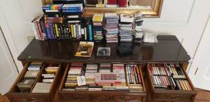 lot 359 image: Assorted CDs VHS tapes, cassette tapes, generous quantity