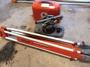 lot 168 image: David White instruments surveying meridian transit level plus tripod