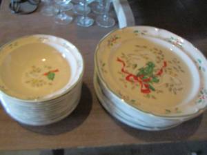 lot 12 image: international table works stoneware- 12 dinner plates - 12 small salad bowls