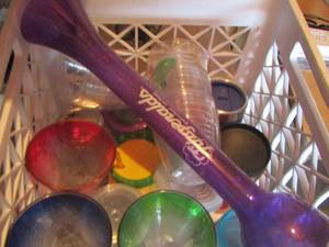 lot 20 image: Colorful plastic margarita glasses, kids cups and more