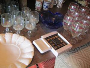 lot 35 image: 6 Irish coffee cups- white grape cheese platter and various wine glasses