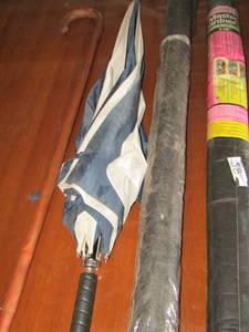 lot 58 image: Garden land scaping material new- walking cane- umbrella