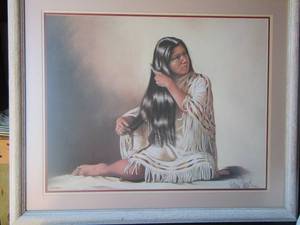 lot 68 image: AAKASHDEEXIASSAASH By Penni Anne Cross framed art from 1979 - 36 1  x 31 number  5732250