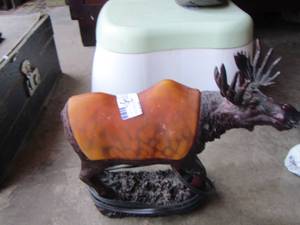 lot 81 image: Stain glass moose lamp