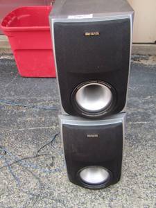 lot 114 image: Aiwa 200 mm subwoofer 4 way speaker system qty 2