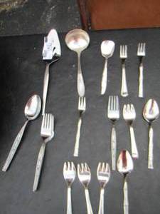 lot 136 image: Stainless steel silverware lot misc. pieces