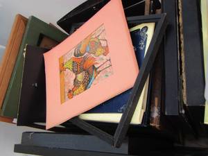 lot 178 image: Large clear tote pof multi size picture frames