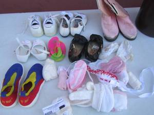 lot 191 image: new and vintage baby girl new born shoes - dress shoes- slippers