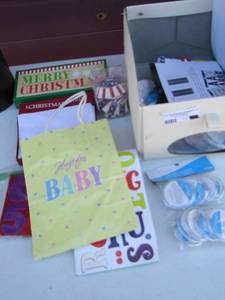 lot 192 image: misc. lot party lot dcor- Christmas cards with envelopes-shirt pens new- ice bucket and more