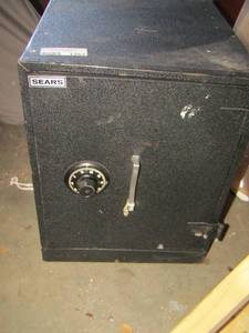lot 207 image: Black sears fire safe, has combo lock code is unknown