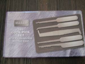 lot 281 image: Maxam 5 pc lock pick set NEW