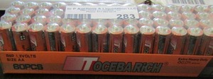 lot 283 image: Toceba Rich Double AA batteries qty 2 packs 60 per pack