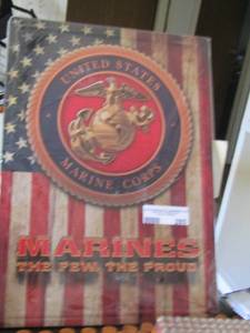lot 285 image: U.S Marine Corp metal sign NEW