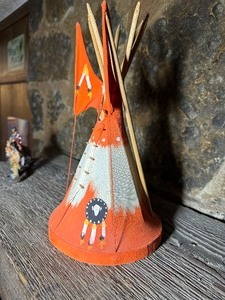 lot 3 image: TEEPEE 11 12 inches tall 6 12 wide made by M Sankadota which is the grandson of KIOWA Chief Satanta