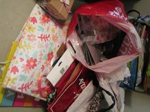 lot 63 image: GIFT BAGS FOR ALL SEASONS, GIFT BOXES, TISSUE PAPER AND MORE