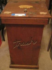 lot 184 image: vintage wooden trash bin