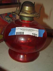 lot 191 image: red oil lamp base , base only