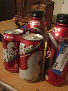 lot 205 image: Limited edition Dr Pepper bottles and cans qty 4