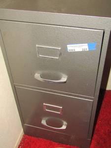 lot 221 image: 2 drawer grey metal filling cabinet