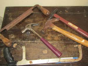 lot 244 image: hammers and hand saws with no blade