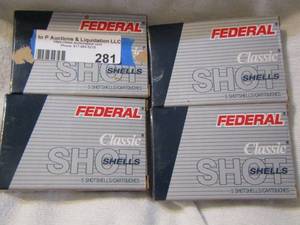 lot 281 image: Federal classic shot shells qty 4 boxes with 5 in each box