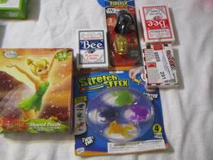 lot 291 image: new packs of cards, stretch effex new, tinker bell puzzle