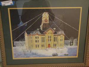 lot 80 image: GRANBURY COURTHOUSE IN SNOW BY HUGH RIKER 20X24 12 SIGNED AND NUMBERED 6471250