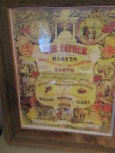 lot 91 image: OUR FATHER IN HEAVEN PRINT BARN WOOD FRAMED SIZE 25 X 21