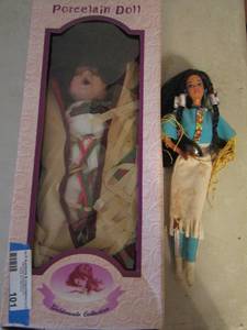 lot 101 image: NATIVE American PORCELAIN DOLL , NATIVE American BARBIE