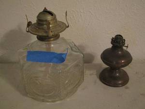 lot 128 image: 2 OIL LAMPS BASES -